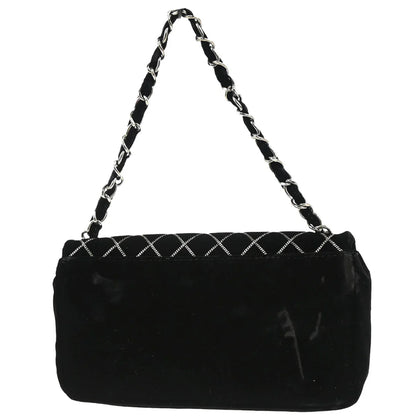 Chanel Black Velvet East West Handbag