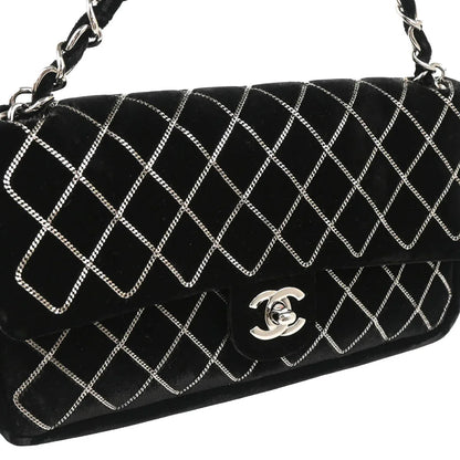 Chanel Black Velvet East West Handbag