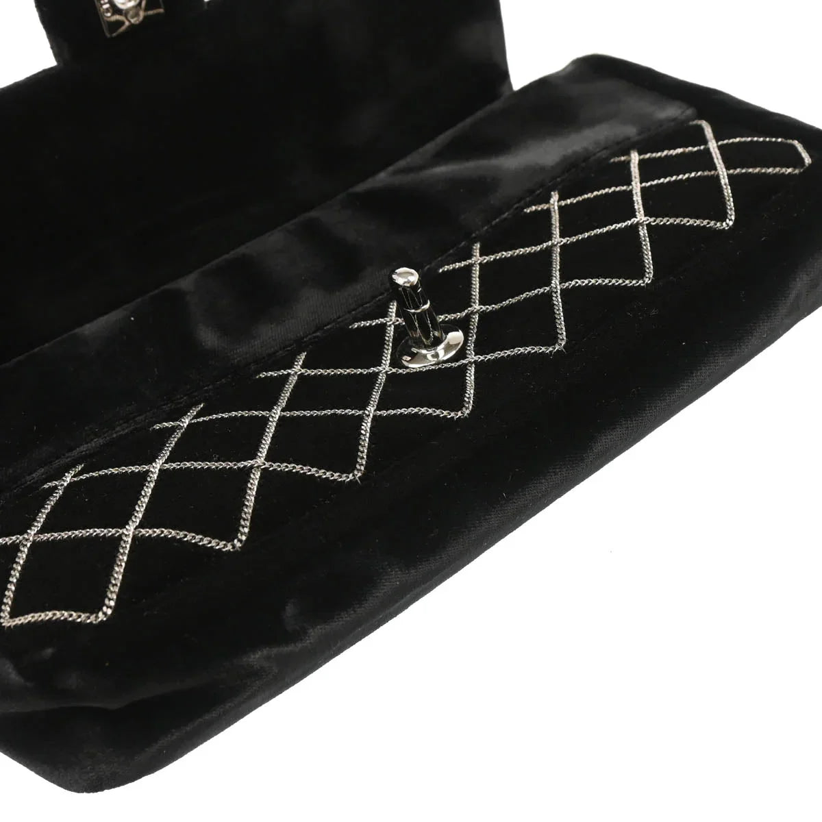 Chanel Black Velvet East West Handbag