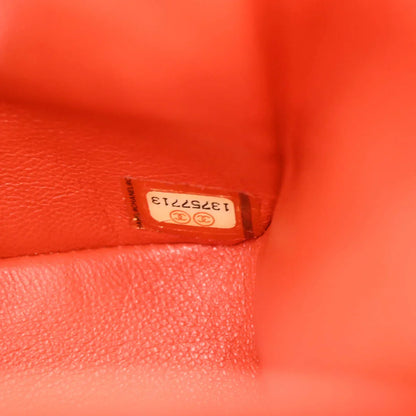 Chanel Orange Lambskin Medium Classic Double Flap Shoulder Bag