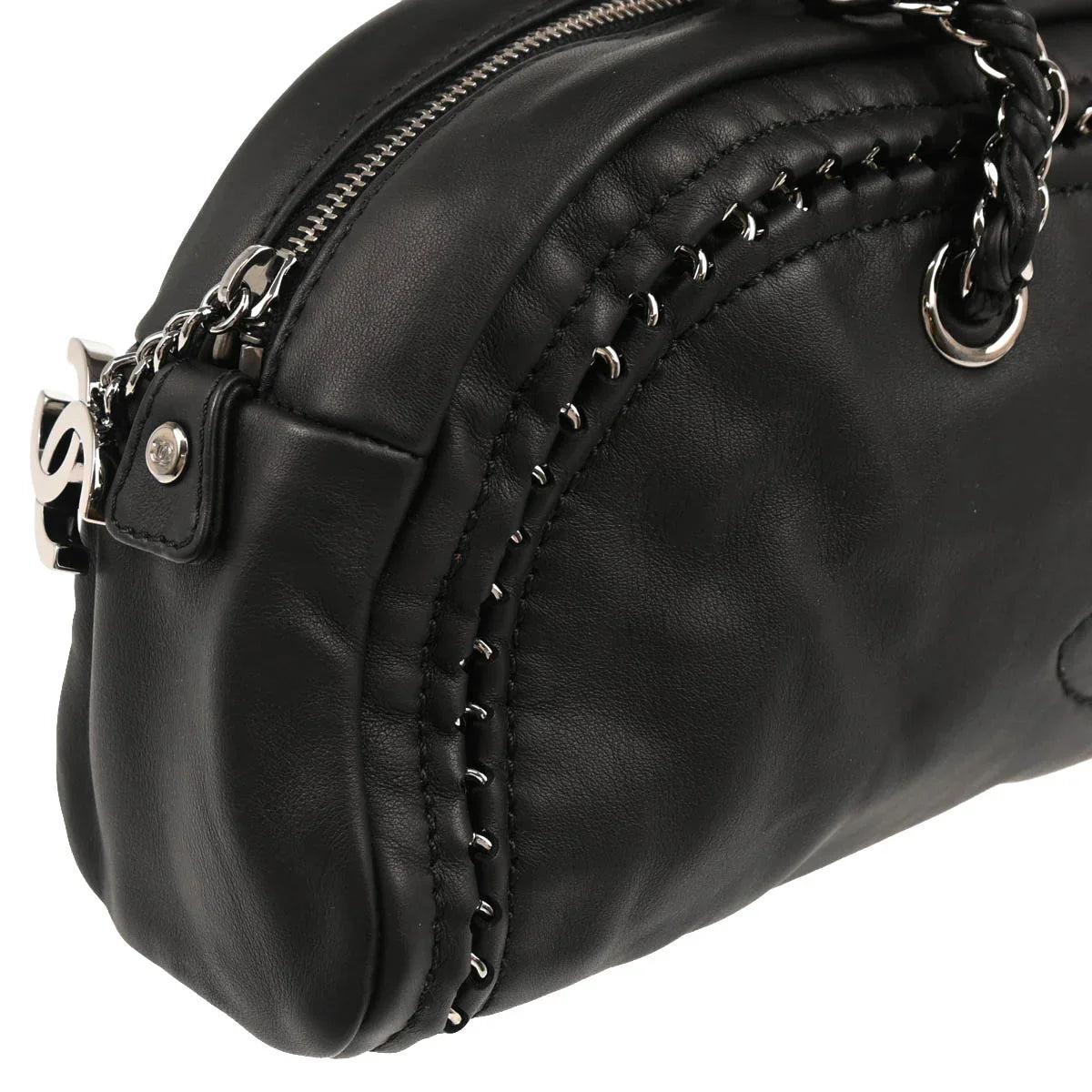 Chanel 2005-2006 Black Lambskin Luxury Line Bowling Bag