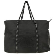 Chanel 2005-2006 Black Calfskin Luxury Line Chain Tote Handbag