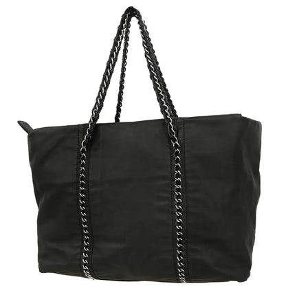 Chanel Black Calfskin Luxury Line Chain Tote Handbag