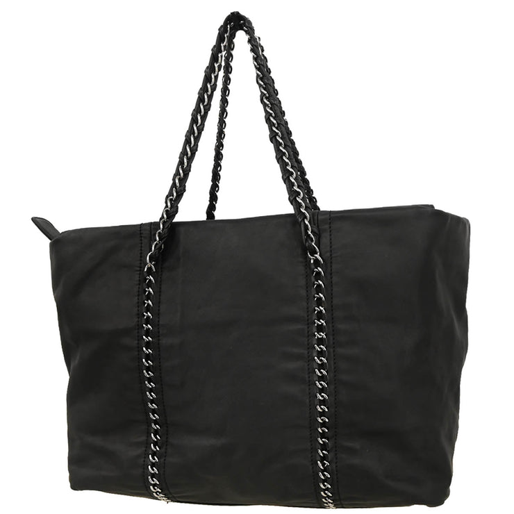 Chanel 2005-2006 Black Calfskin Luxury Line Chain Tote Handbag