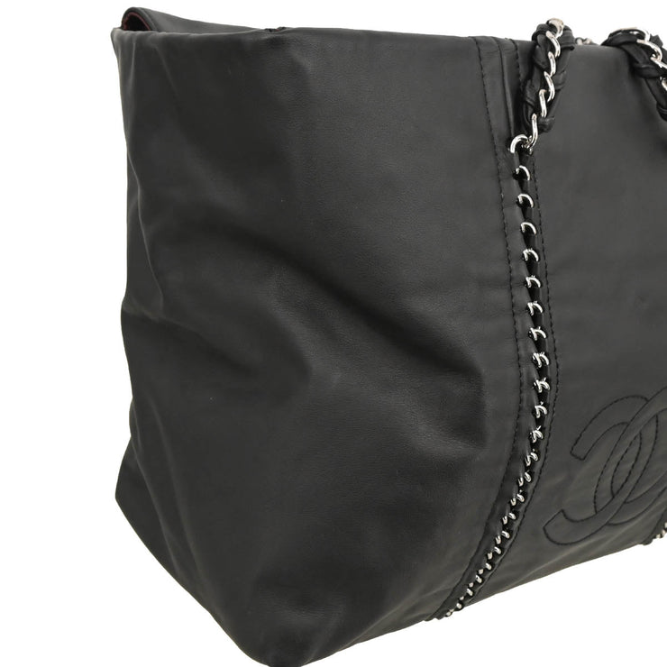 Chanel 2005-2006 Black Calfskin Luxury Line Chain Tote Handbag