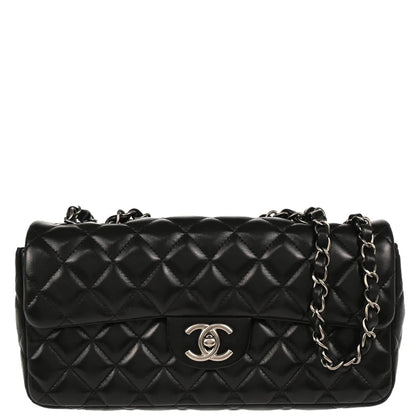 Chanel Black Lambskin East West Shoulder Bag