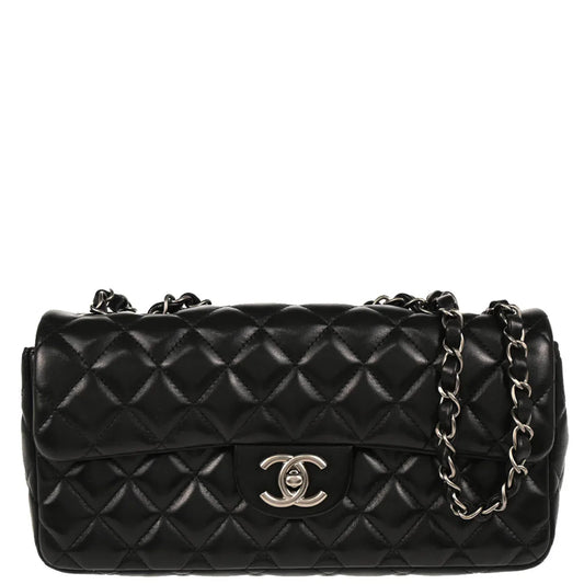Chanel Black Lambskin East West Shoulder Bag