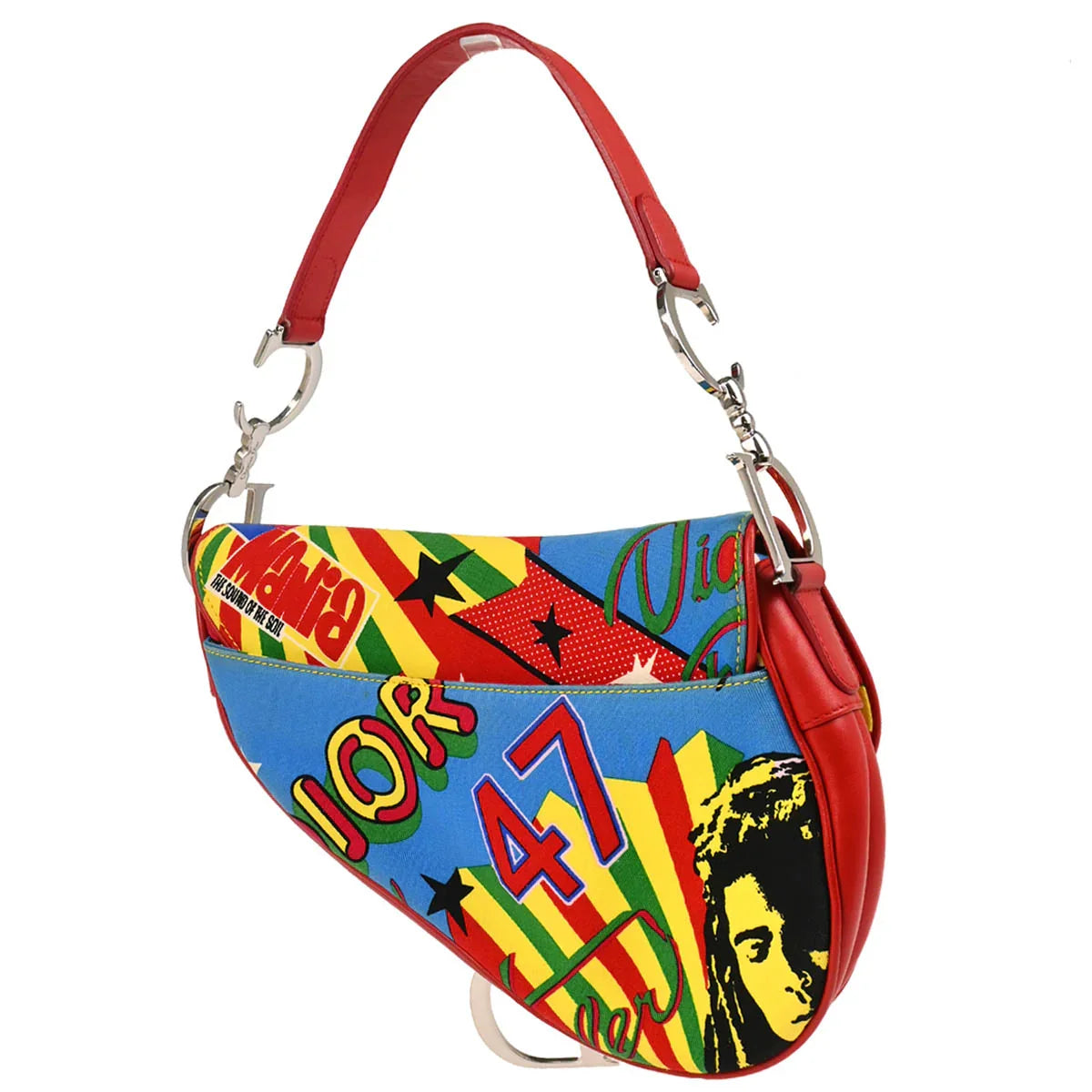 Christian Dior 2003 Red Dior Mania Saddle Handbag