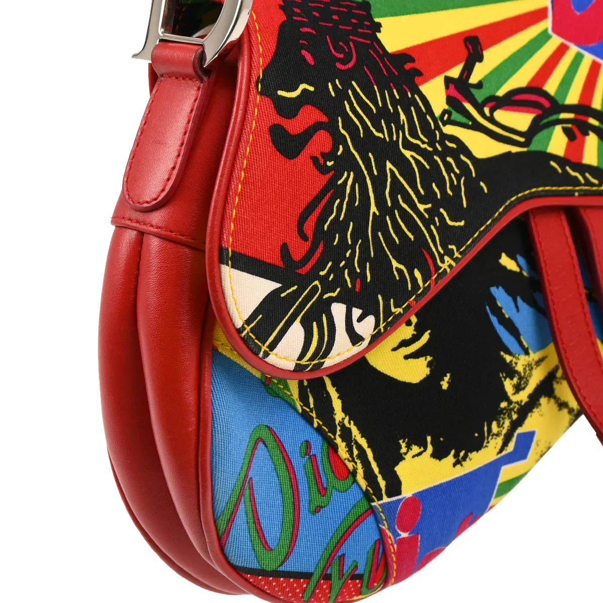 Christian Dior 2003 Red Dior Mania Saddle Handbag