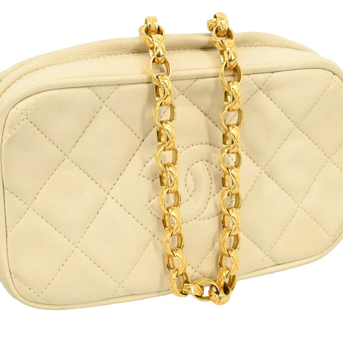 Chanel White Lambskin Camera Bag