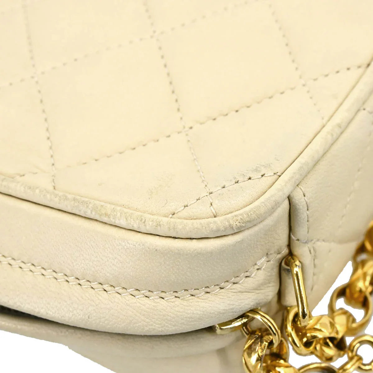 Chanel White Lambskin Camera Bag