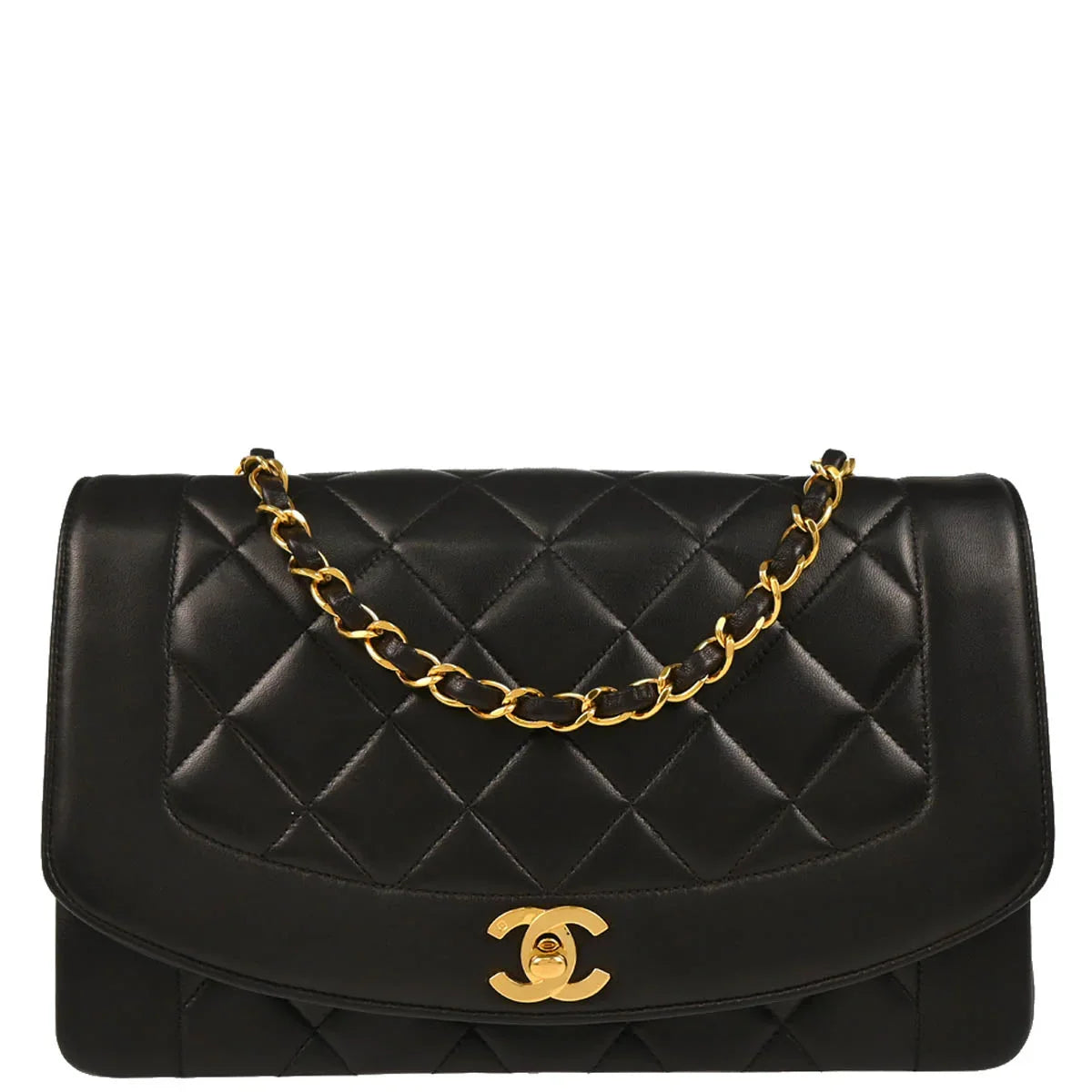 Chanel Black Lambskin Medium Diana Shoulder Bag