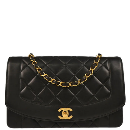 Chanel Black Lambskin Medium Diana Shoulder Bag