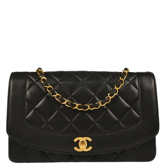 Chanel Black Lambskin Medium Diana Shoulder Bag