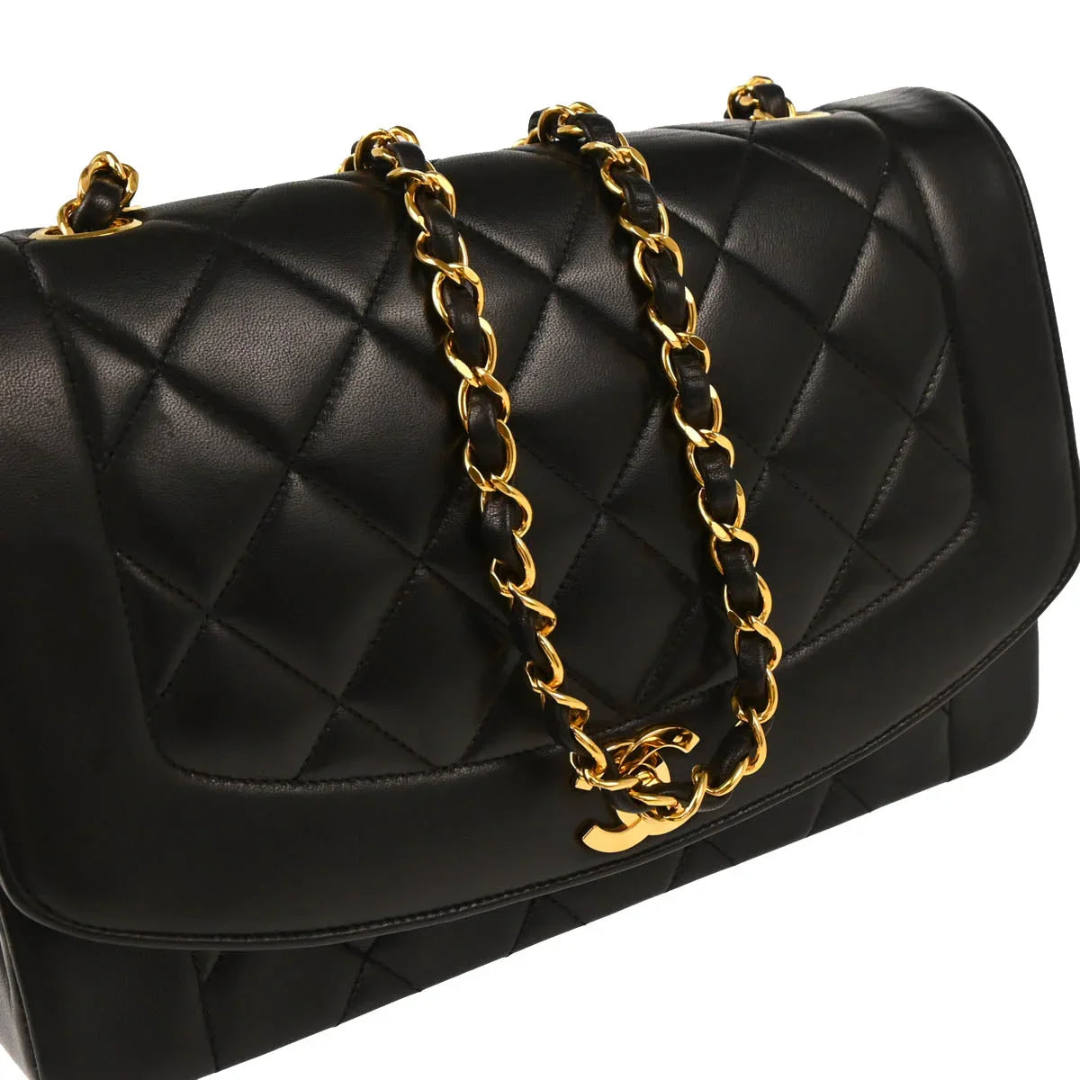 Chanel Black Lambskin Medium Diana Shoulder Bag
