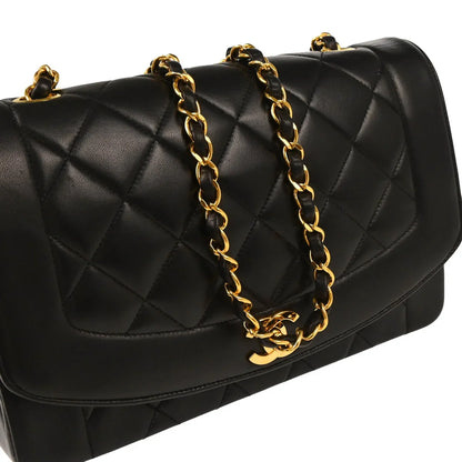 Chanel Black Lambskin Medium Diana Shoulder Bag