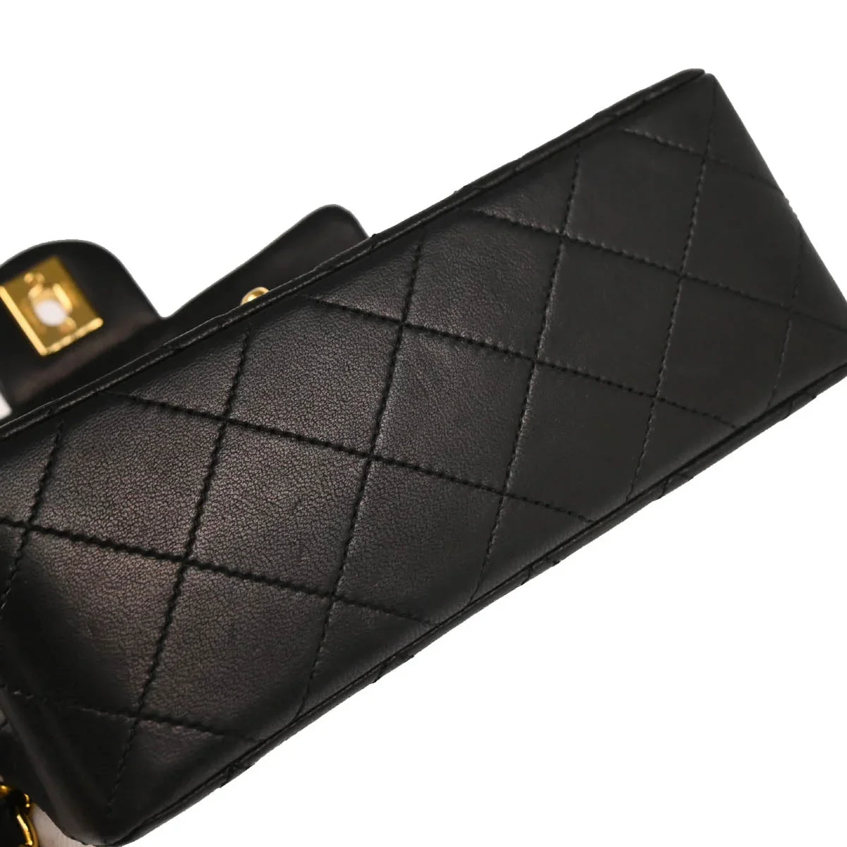 Chanel 1989-1991 Black Lambskin Mini Classic Square Flap Shoulder Bag