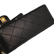 Chanel 1989-1991 Black Lambskin Mini Classic Square Flap Shoulder Bag