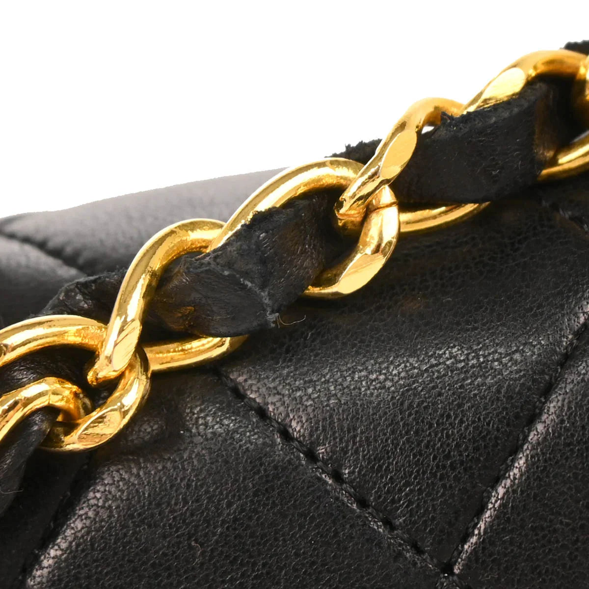 Chanel 1989-1991 Black Lambskin Mini Classic Square Flap Shoulder Bag