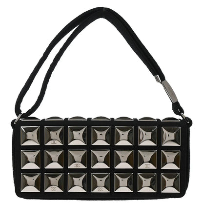 Chanel 2003-2004 Black Cotton Ice Cube Shoulder Bag