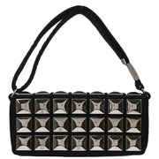 Chanel 2003-2004 Black Cotton Ice Cube Shoulder Bag