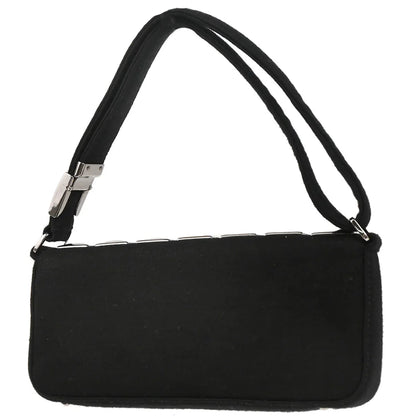 Chanel 2003-2004 Black Cotton Ice Cube Shoulder Bag