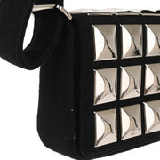 Chanel 2003-2004 Black Cotton Ice Cube Shoulder Bag