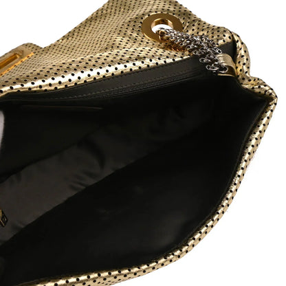 Chanel Gold Perforated Lambskin Mademoiselle Lock Shoulder Bag