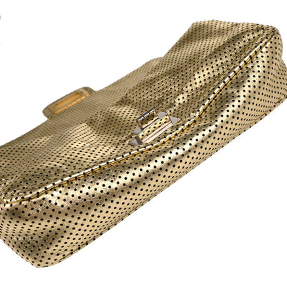 Chanel Gold Perforated Lambskin Mademoiselle Lock Shoulder Bag
