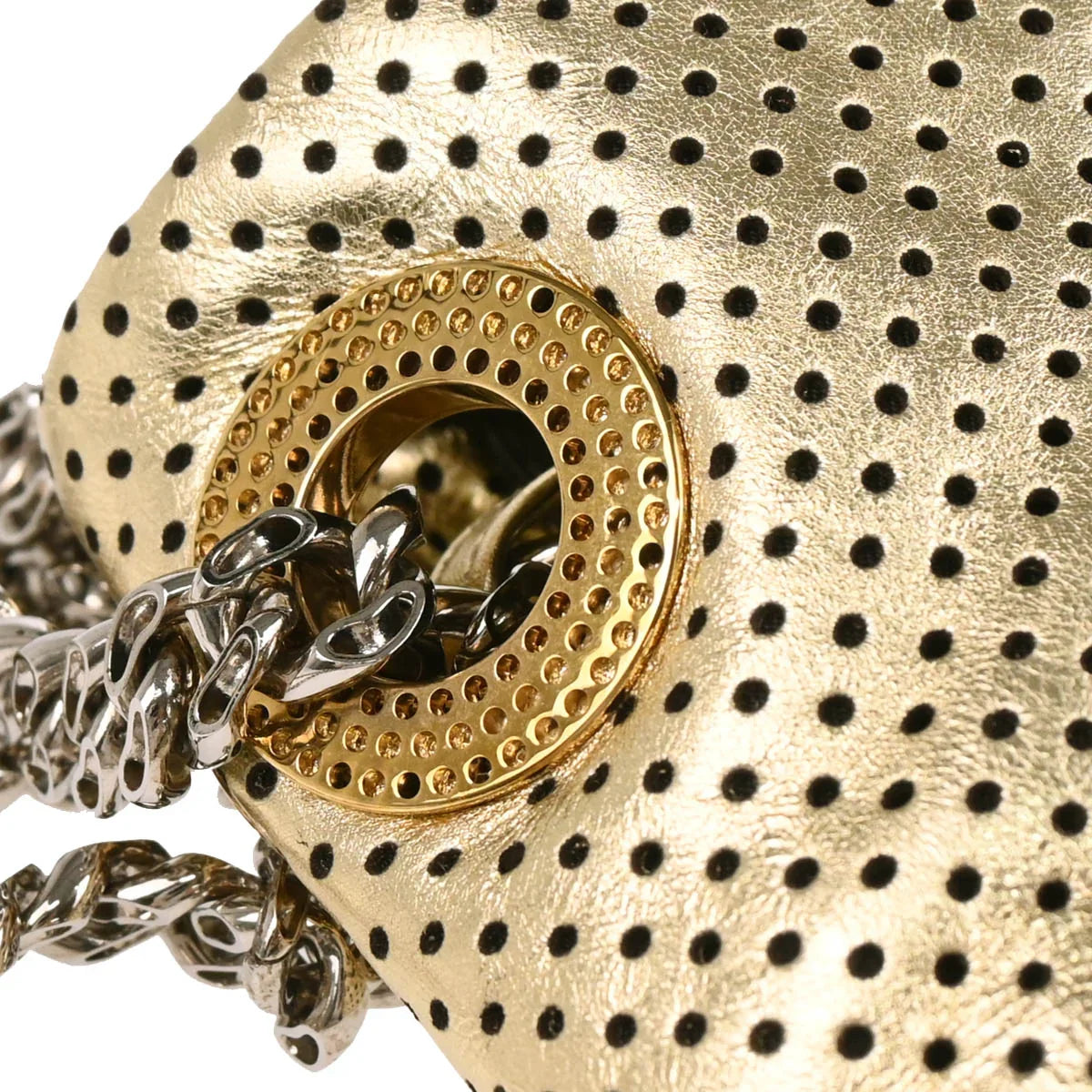 Chanel Gold Perforated Lambskin Mademoiselle Lock Shoulder Bag