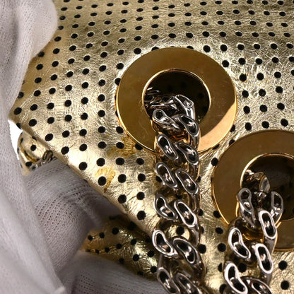 Chanel Gold Perforated Lambskin Mademoiselle Lock Shoulder Bag