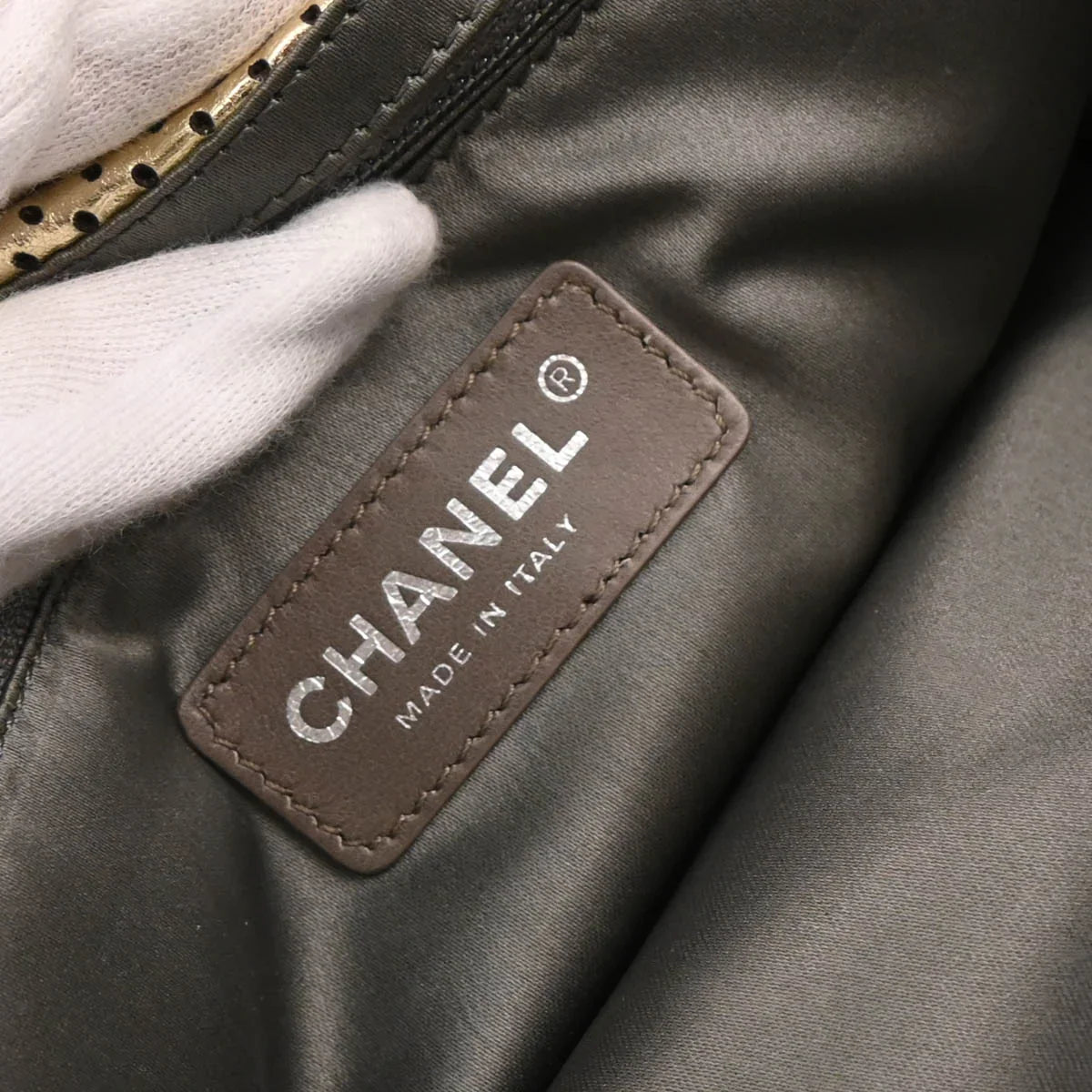 Chanel Gold Perforated Lambskin Mademoiselle Lock Shoulder Bag