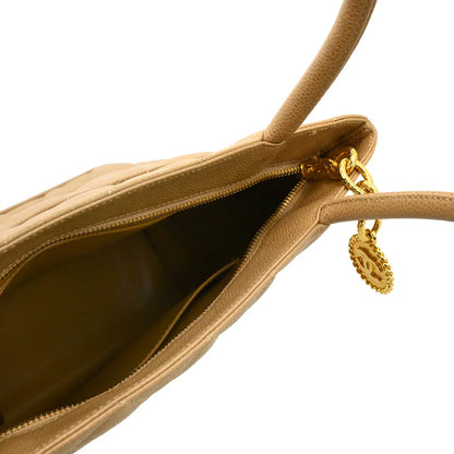 Chanel 2002-2003 Beige Caviar Medallion Tote Handbag