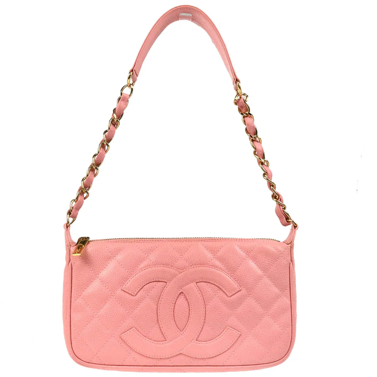 Chanel 2003-2004 Pink Caviar Chain Handbag