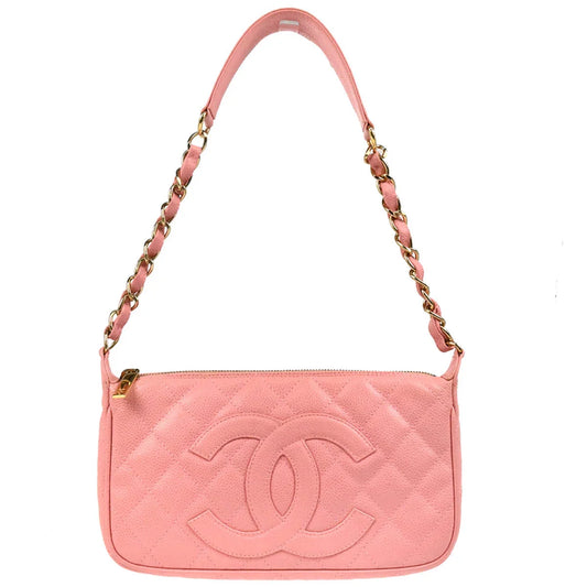 Chanel 2003-2004 Pink Caviar Chain Handbag