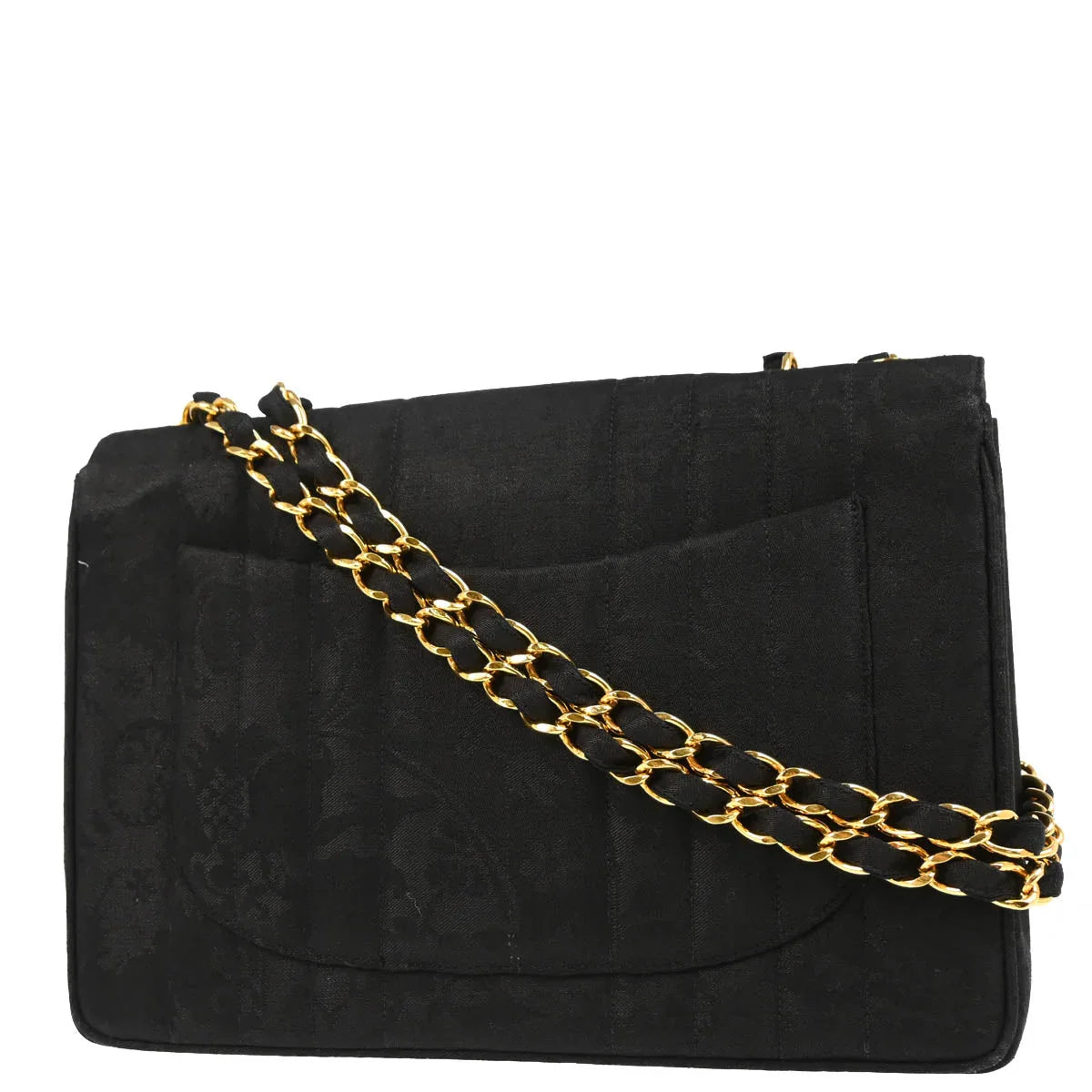Chanel 1991-1994 Black Cotton Jumbo Mademoiselle Classic Flap Bag