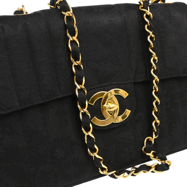 Chanel 1991-1994 Black Cotton Jumbo Mademoiselle Classic Flap Bag
