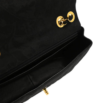 Chanel 1991-1994 Black Cotton Jumbo Mademoiselle Classic Flap Bag
