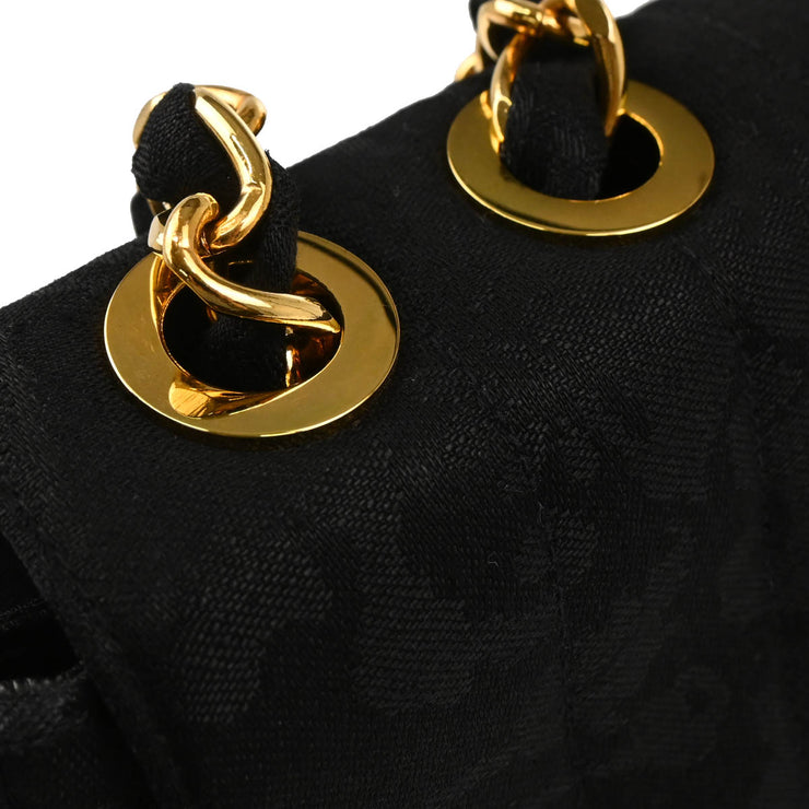 Chanel 1991-1994 Black Cotton Jumbo Mademoiselle Classic Flap Bag