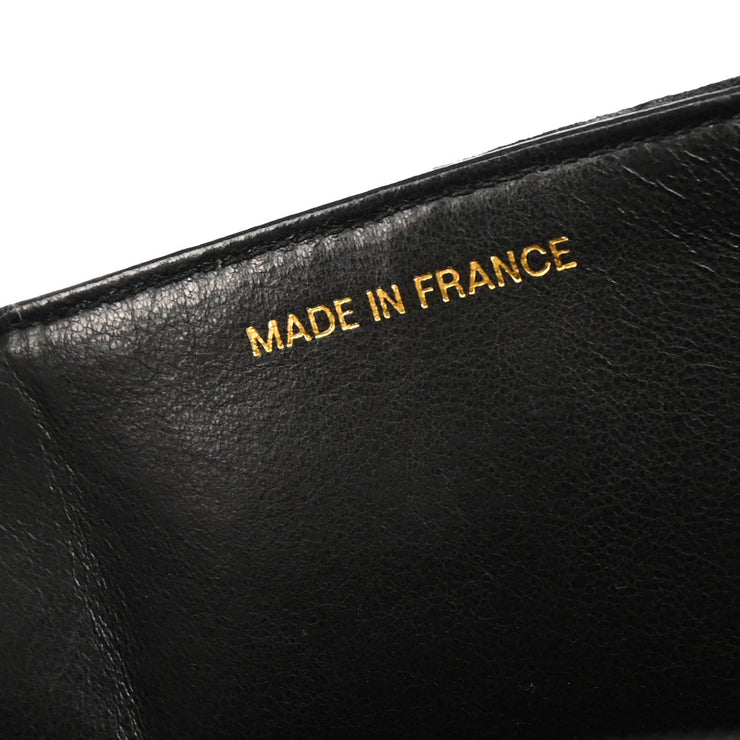 Chanel 1991-1994 Black Cotton Jumbo Mademoiselle Classic Flap Bag