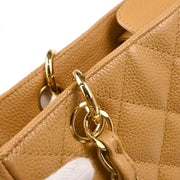 Chanel 2005-2006 Beige Caviar Petite Shopping Tote PST Chain Handbag