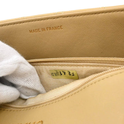 Chanel Beige Lambskin Turnlock Small Full Flap Shoulder Bag