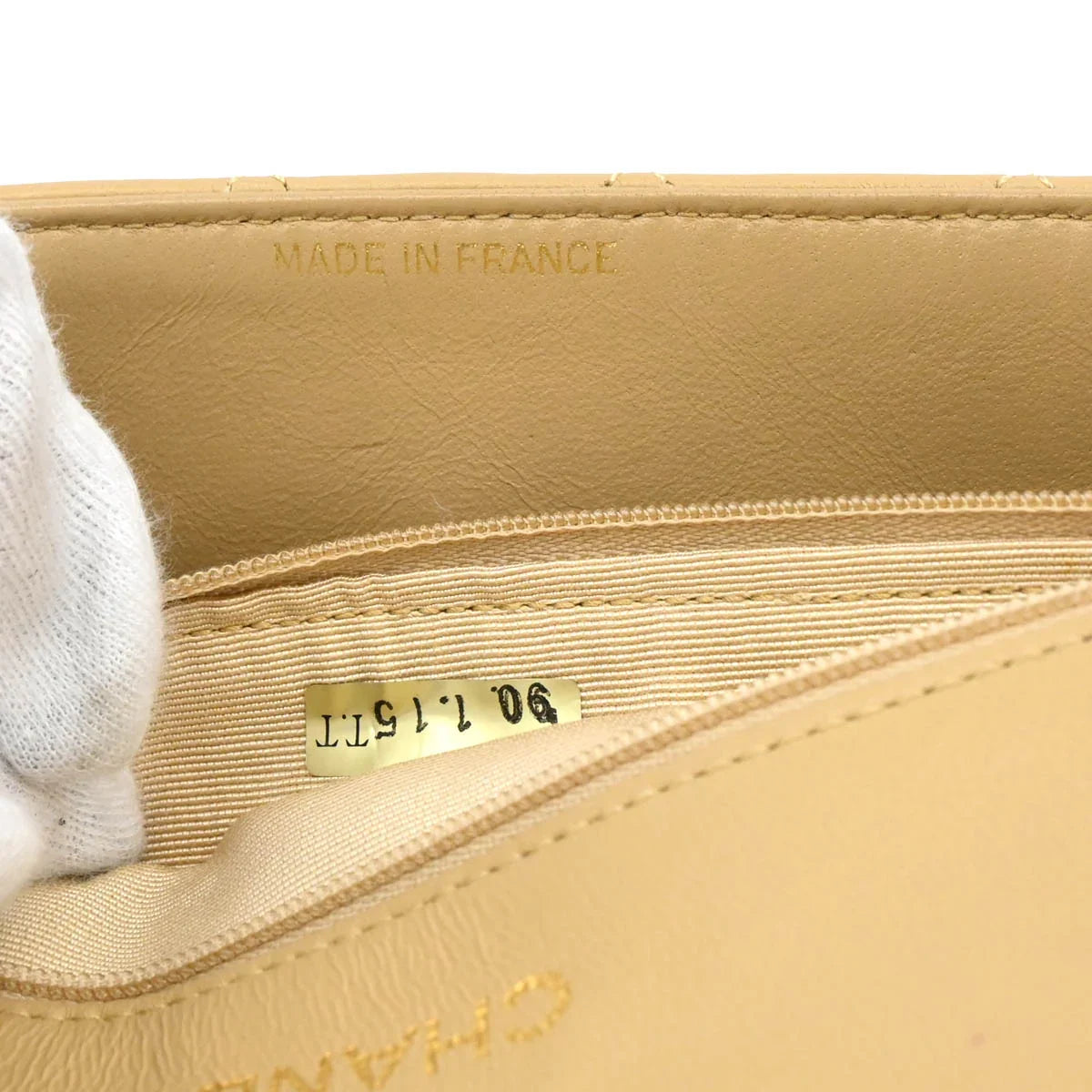 Chanel 1989-1991 Beige Lambskin Turnlock Small Full Flap Shoulder Bag