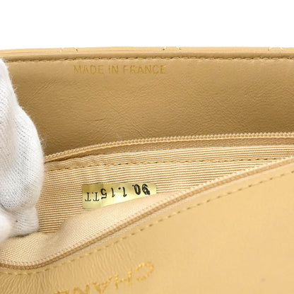 Chanel 1989-1991 Beige Lambskin Turnlock Small Full Flap Shoulder Bag