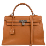 Hermes 2005 Gold Taurillon Clemence Kelly 32 Sellier Handbag