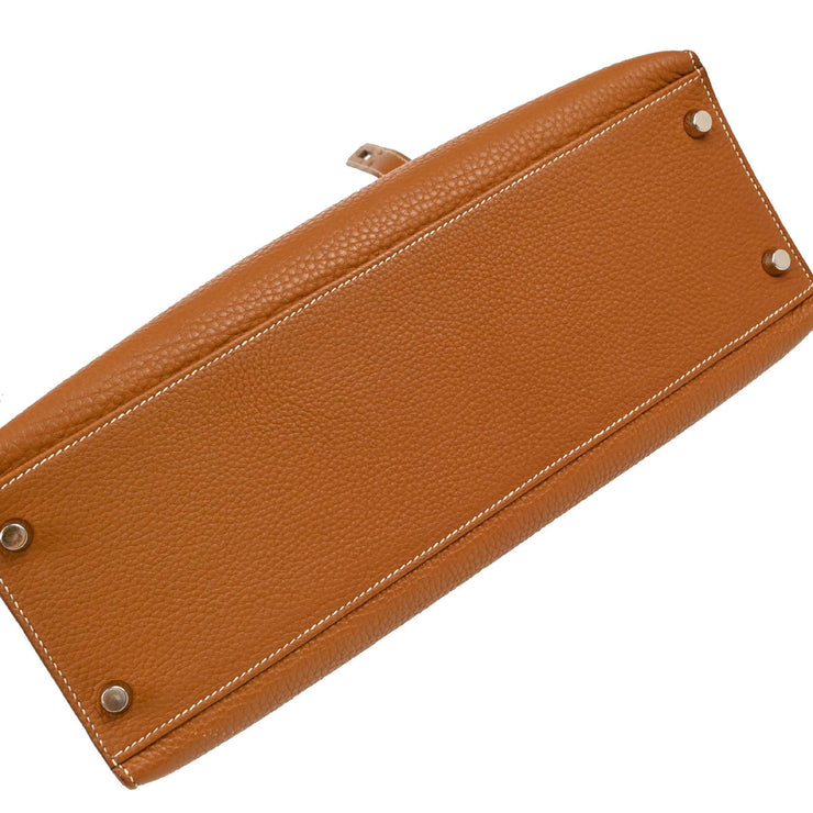 Hermes 2005 Gold Taurillon Clemence Kelly 32 Sellier Handbag