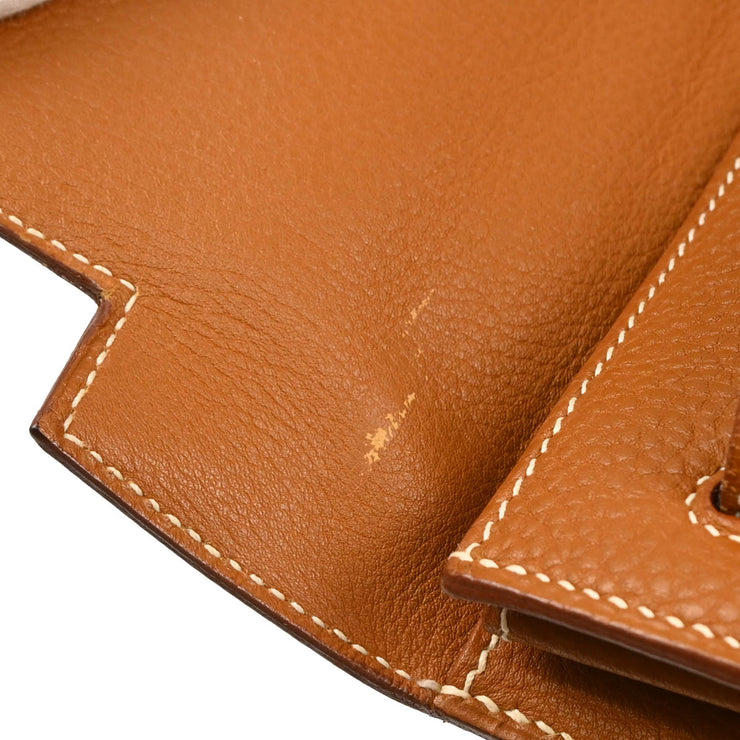 Hermes 2005 Gold Taurillon Clemence Kelly 32 Sellier Handbag
