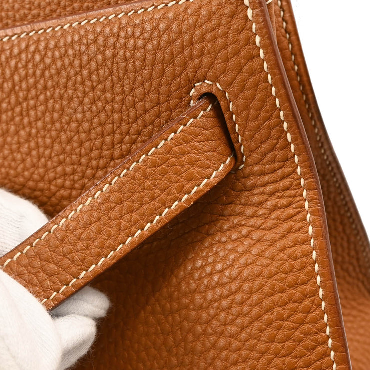 Hermes 2005 Gold Taurillon Clemence Kelly 32 Sellier Handbag