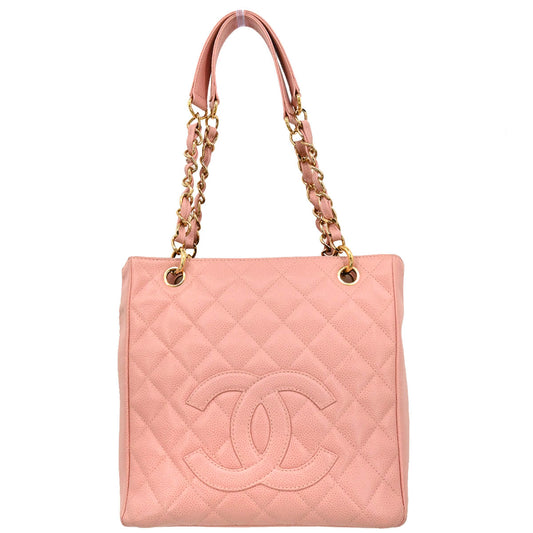 Chanel 2001-2003 Pink Caviar Petite Shopping Tote PST Chain Handbag