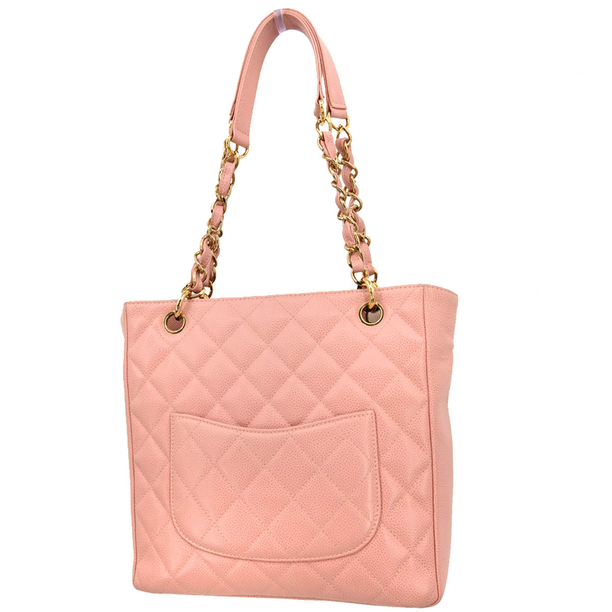 Chanel 2001-2003 Pink Caviar Petite Shopping Tote PST Chain Handbag